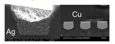 SEM电镜图-嵌入式纳米印刷技术下的银浆及纯铜线路